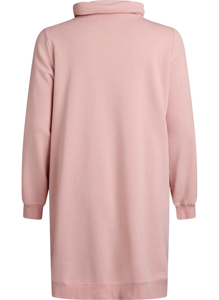 Kort sweatshirt jurk met hoge kraag en zakken, Rood, Packshot image number 1