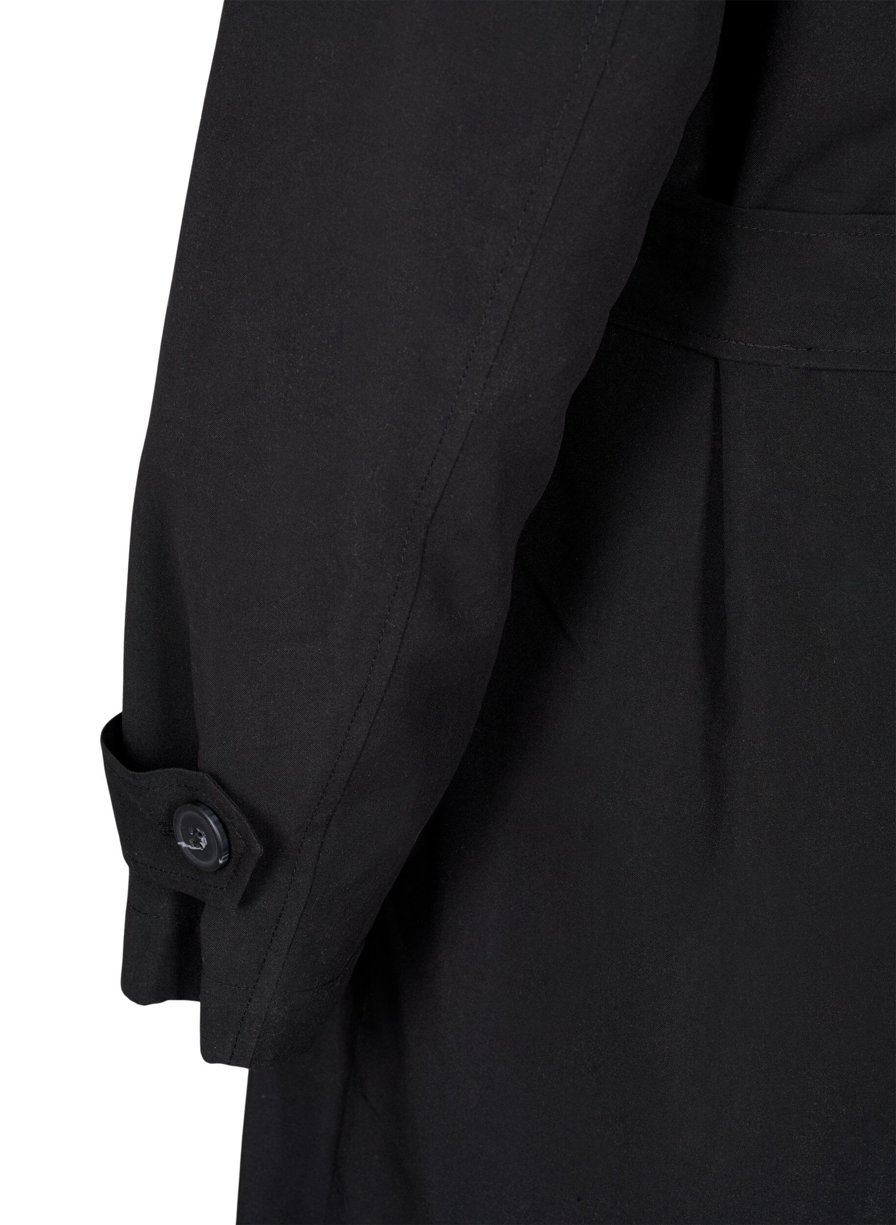 Zizzi Lange trenchcoat met riem, Black, Packshot image number 4