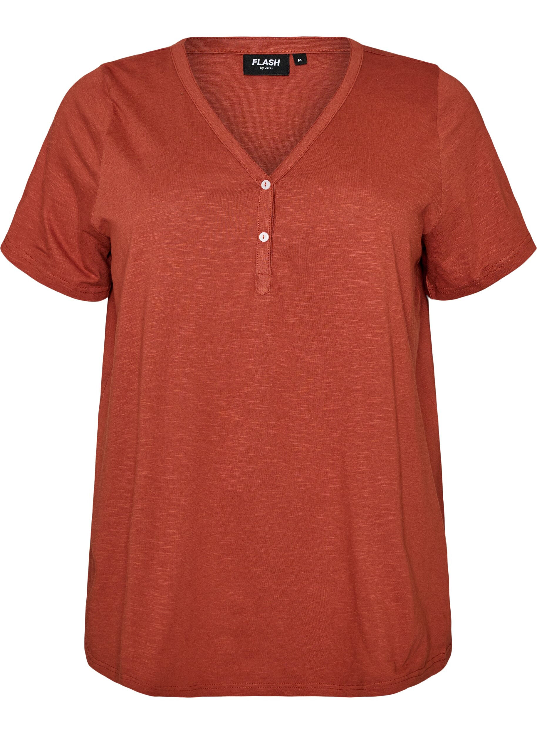 ZizziT-shirt met knoopdetail, Bruin, Packshot image number 0