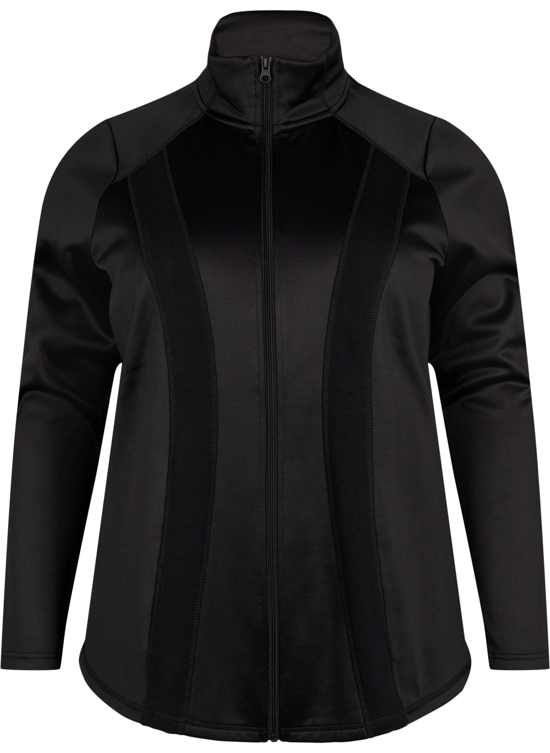 Zizzi Sportief vest met rits en hoge hals, Black, Packshot image number 0