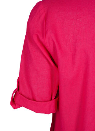 Tuniek van katoenmix met korte mouwen en linnen, Bright Rose, Packshot image number 3