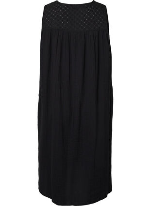 Mouwloze midi-jurk van katoen, Black, Packshot image number 1