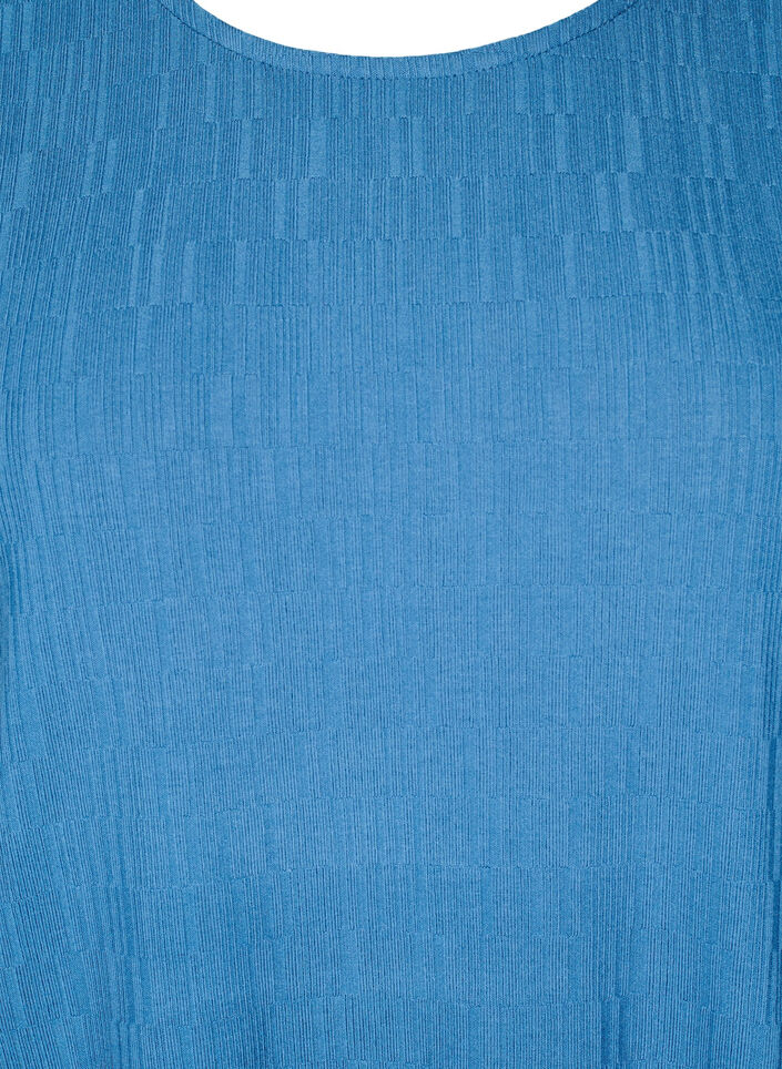 Blouse met textuur en 3/4 mouwen, Blauw, Packshot image number 2