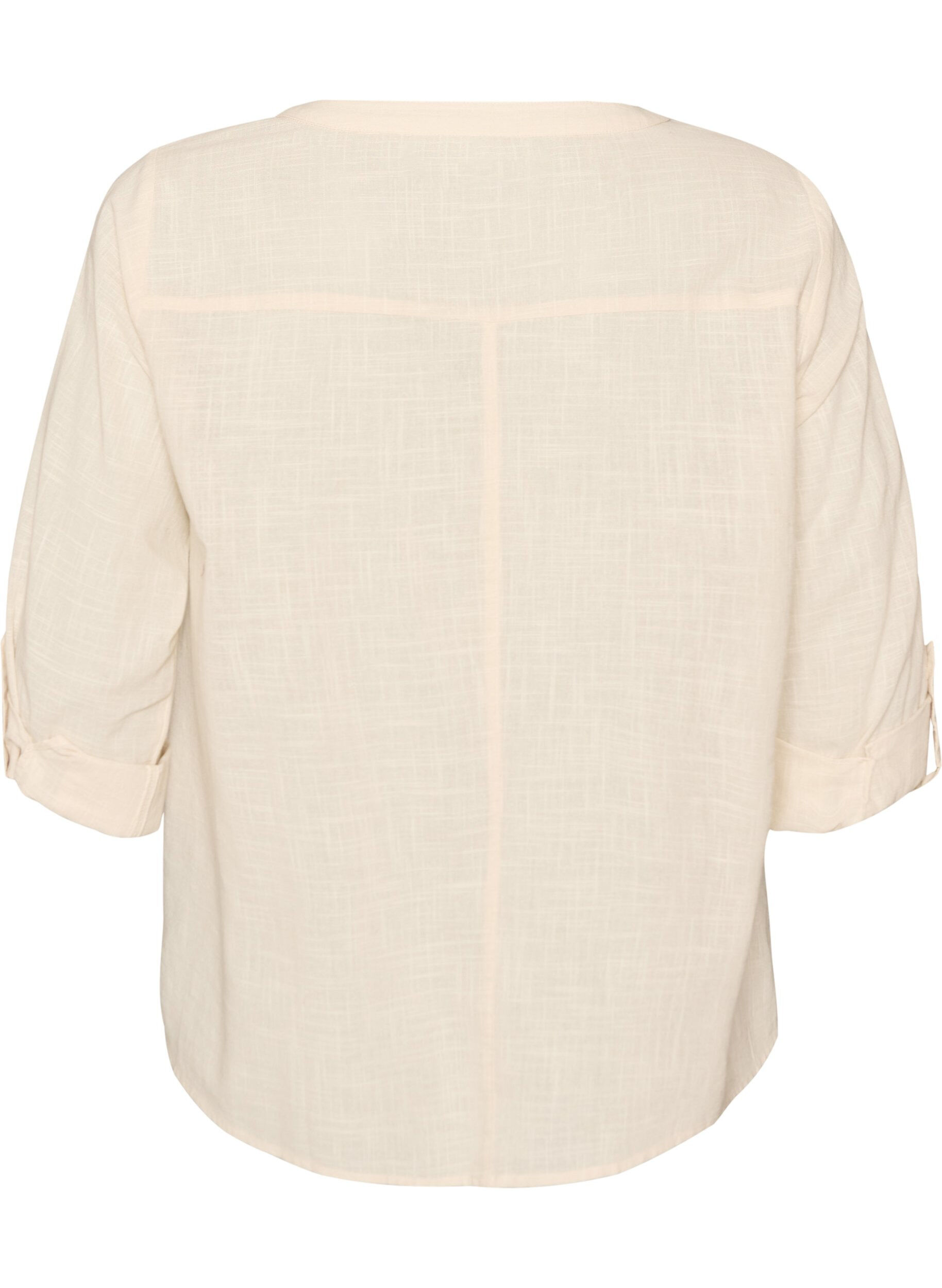 ZizziKatoenen blouse met een V-hals, Vanille, Packshot image number 1