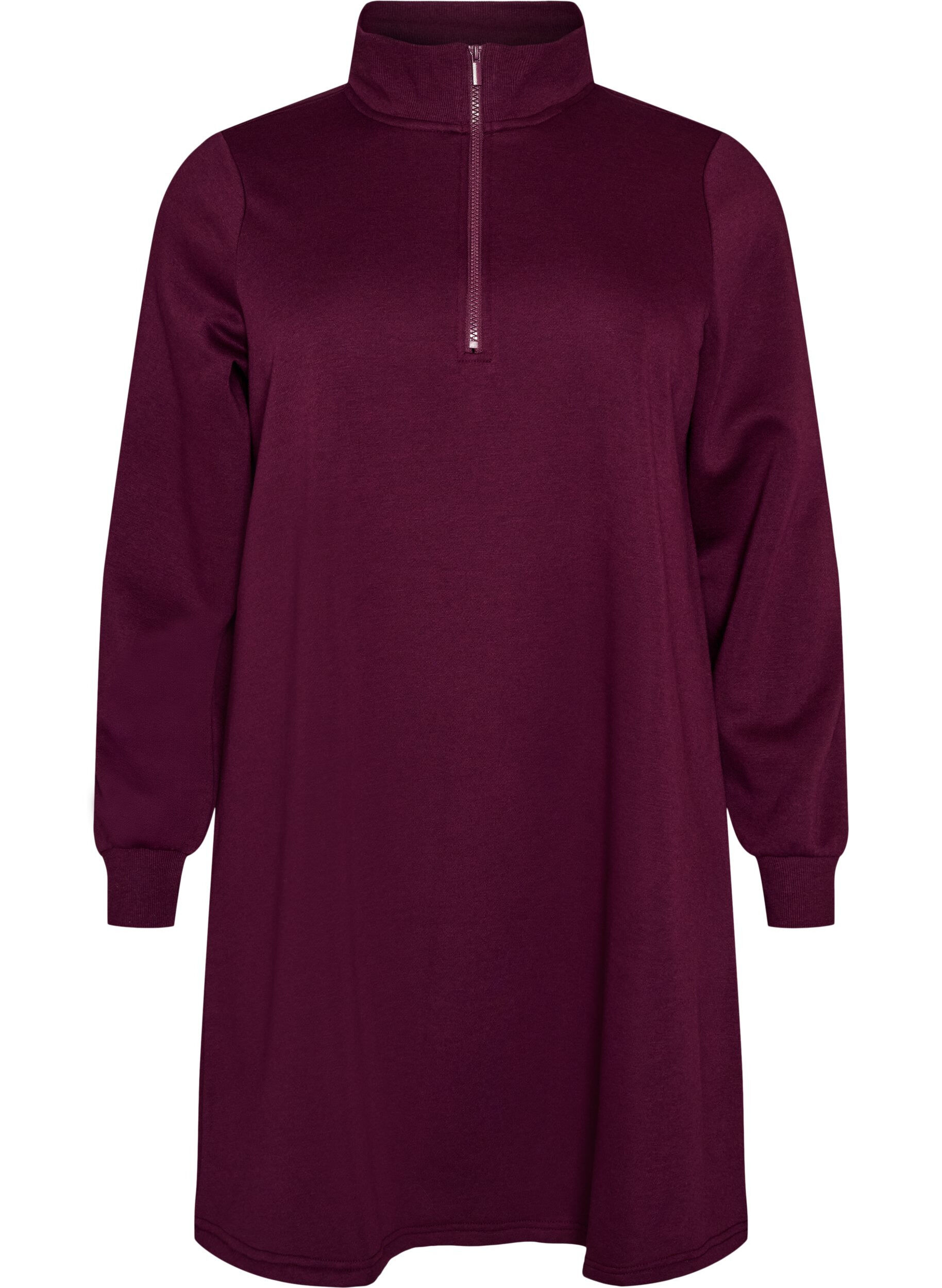 ZizziSweatshirtjurk met hoge ribkraag en rits, Paars, Packshot image number 0