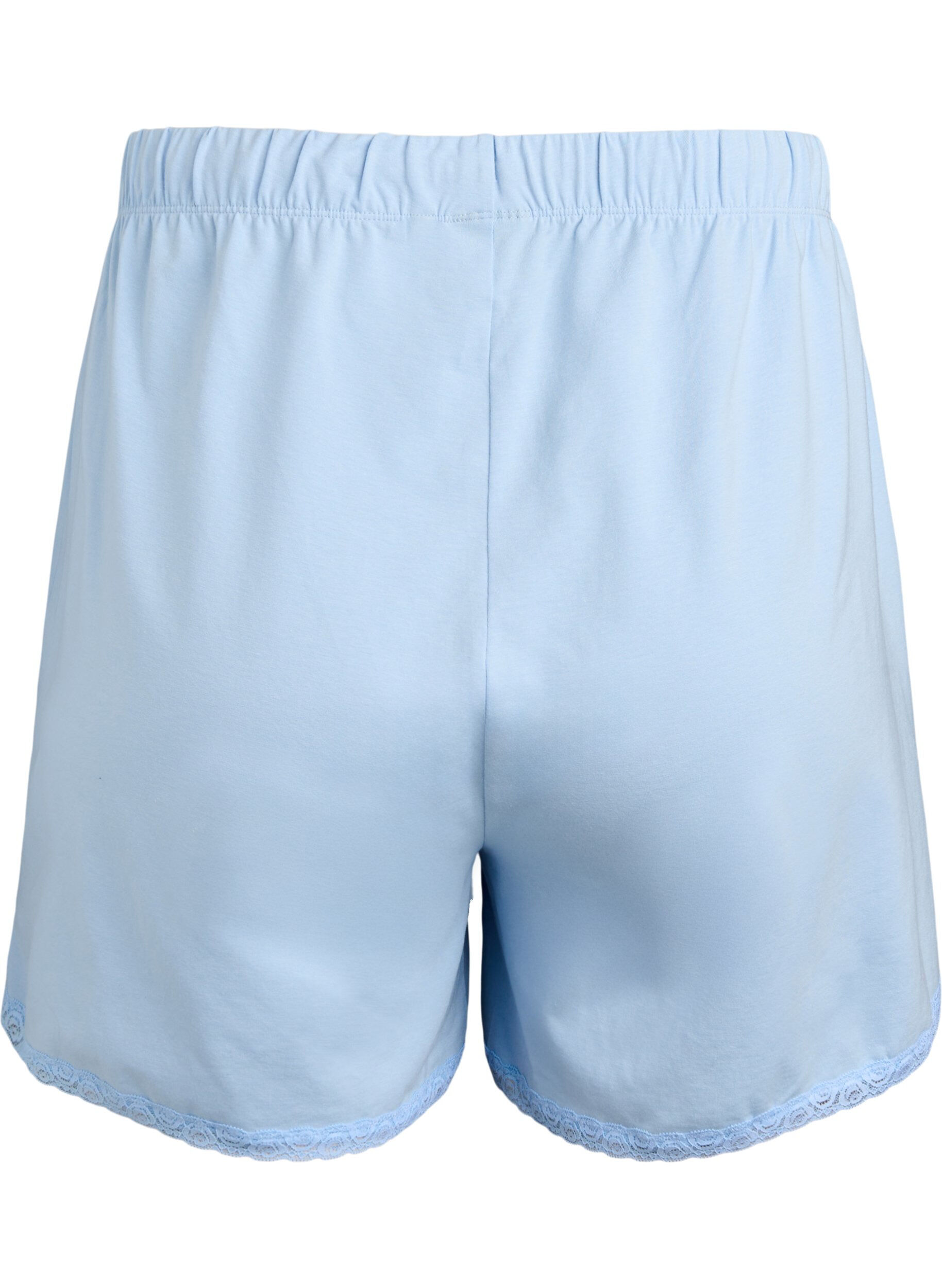 Zizzi Losse shorts in een modalmix met een kanten randje, Dutch Canal, Packshot image number 1