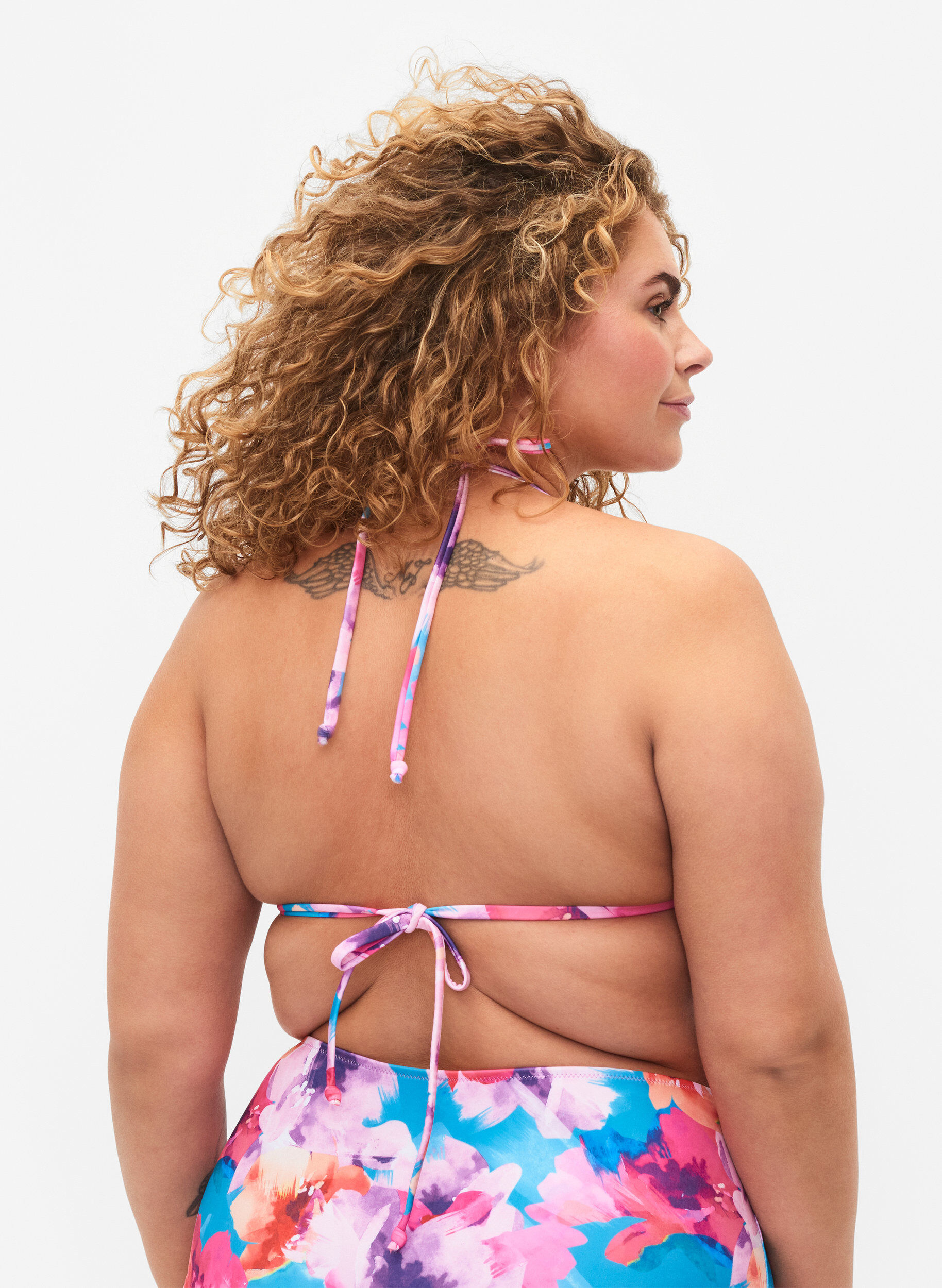 Zizzi Driehoekige bikinitop met print, Roze, Model image number 1