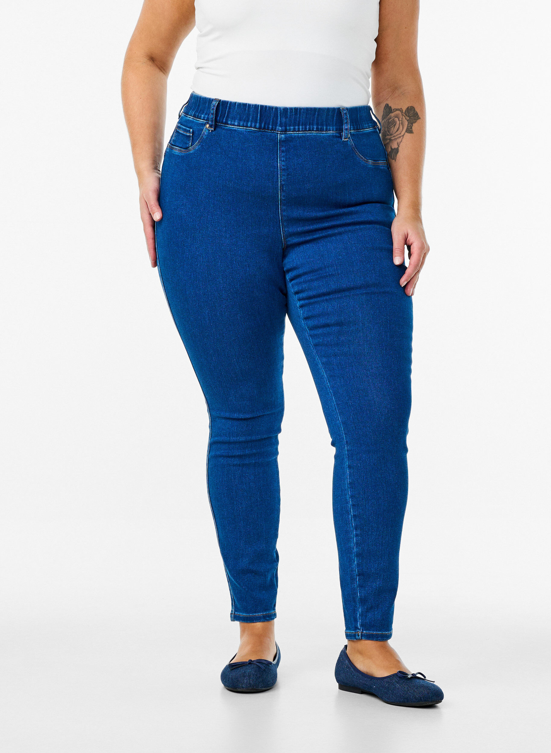 Zizzi Jeggings met hoge taille, Blauw, Model image number 2