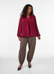 Blouse met V-hals en gehaakte sierband, Rood, Model image number 1