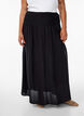 Maxi rok in viscose met smokwerk, Zwart, Model image number 3