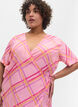 Geruite viscose wikkeljurk, Pink Check, Model image number 2