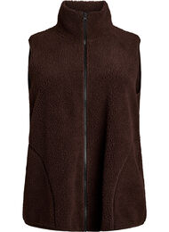 Teddy fleece gilet met ritssluiting en zakken, Bruin