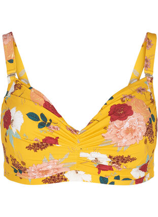 Bikinitop, Yellow Flower Print, Packshot image number 0