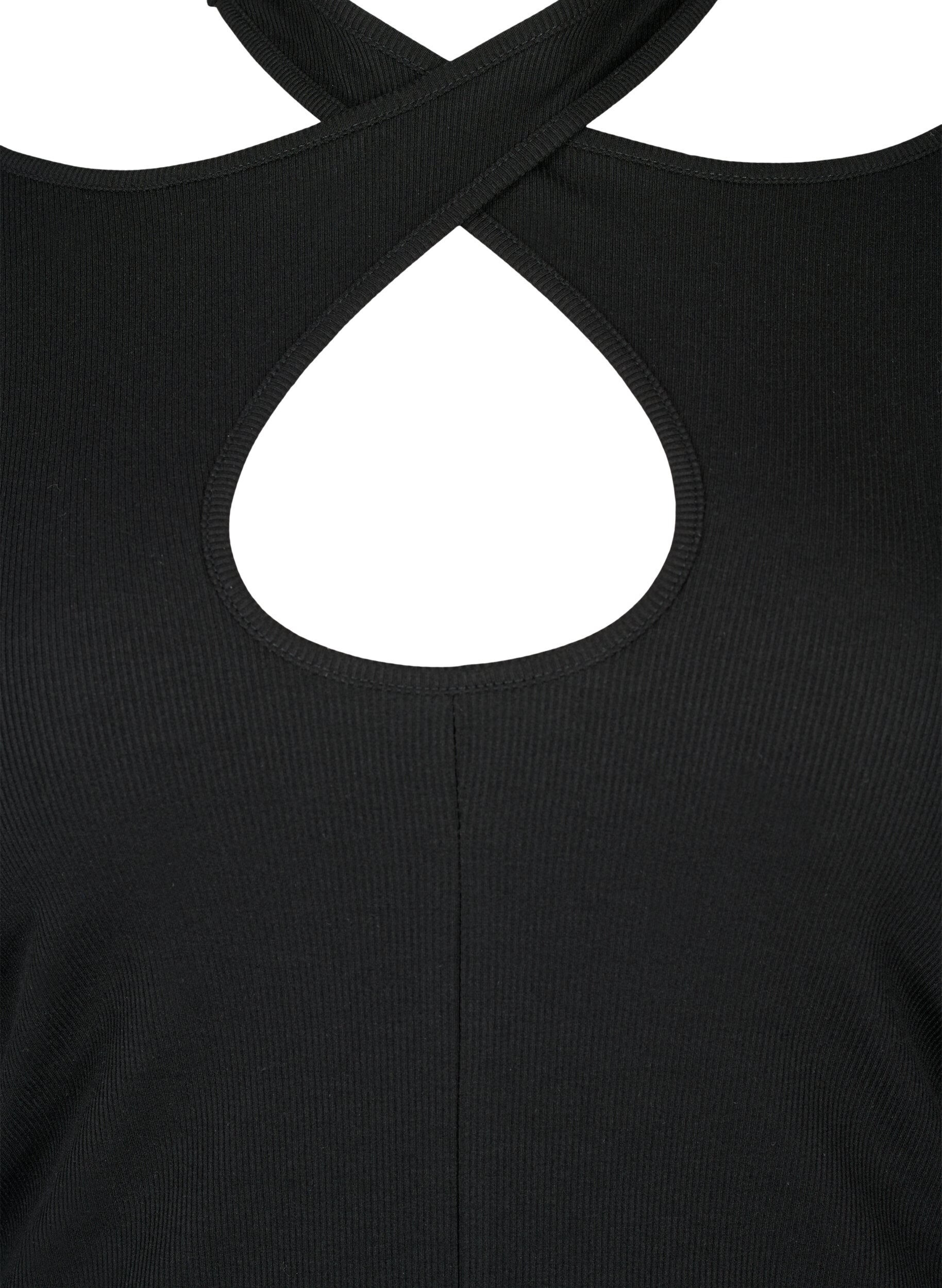 Zizzi Gesneden blouse met lange mouw, Black, Packshot image number 2