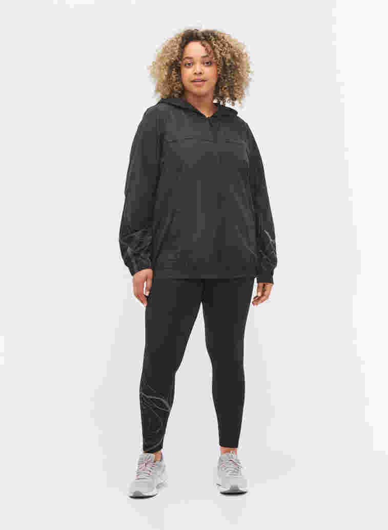 Reflecterende sportjas met ritssluiting, Black, Model image number 2