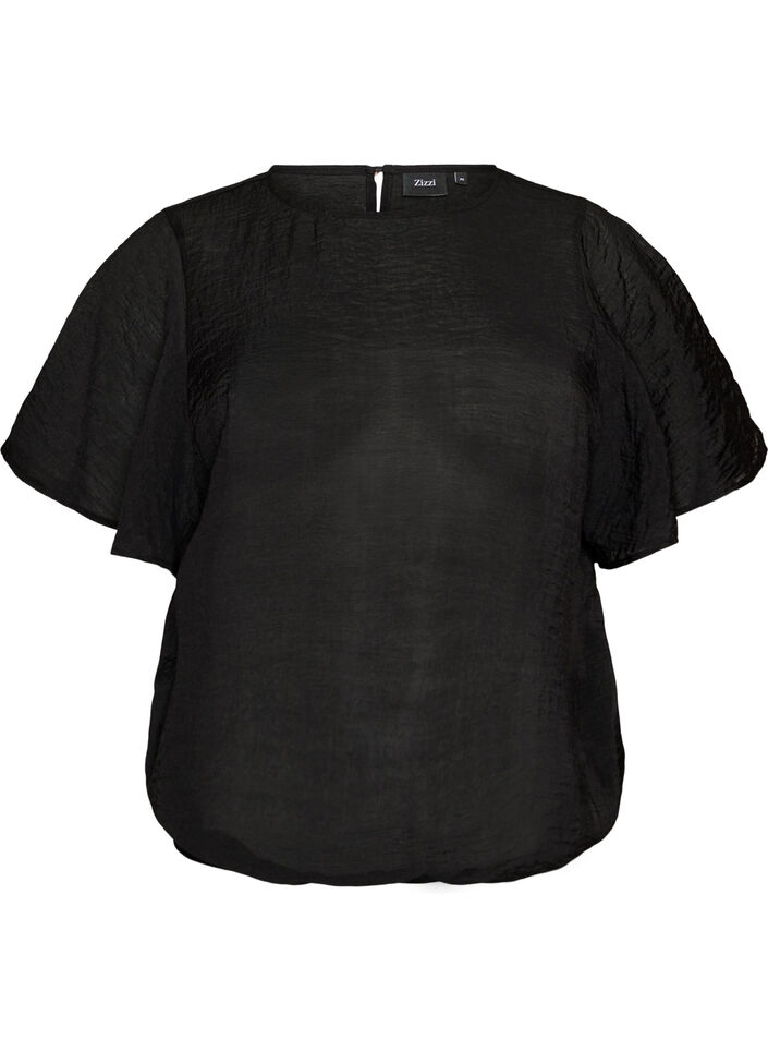 Blouse met ballonavorm en vleermuismouwen, Zwart, Packshot image number 0