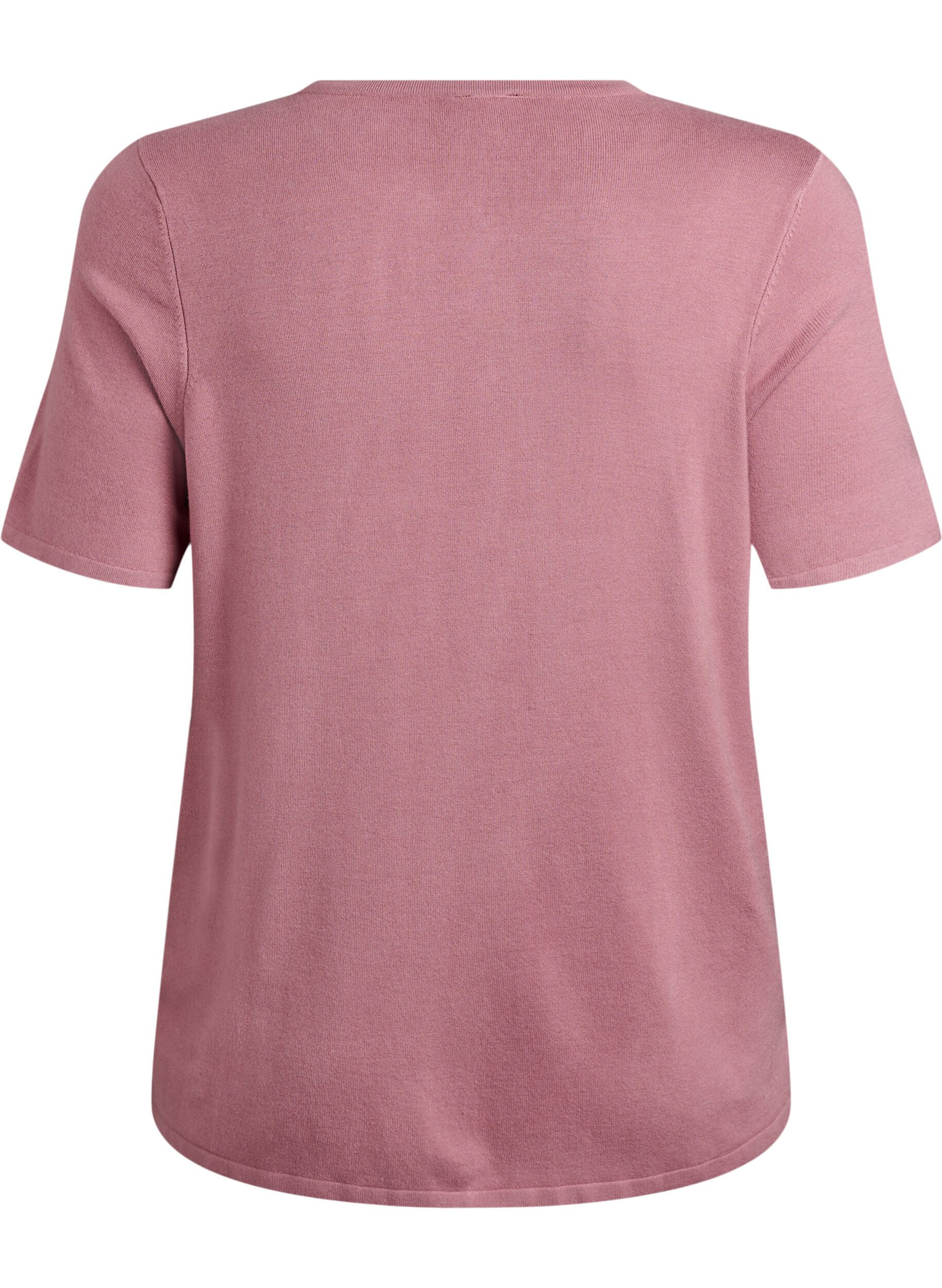 Zizzi Kort&auml;rmede gebreide vest van viscose, Roze, Packshot image number 1