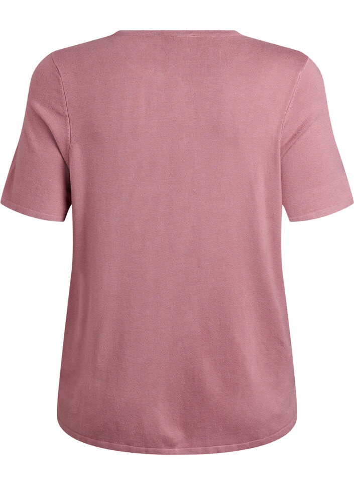 Kort&auml;rmede gebreide vest van viscose, Roze, Packshot image number 1
