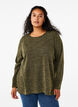 Melange Blouse met een rond halsje en lange mouw, Winter Moss, Model image number 0