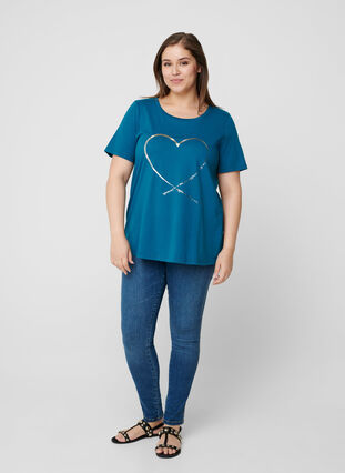 T-shirt met korte mouwen en print, Blue Coral, Model image number 2