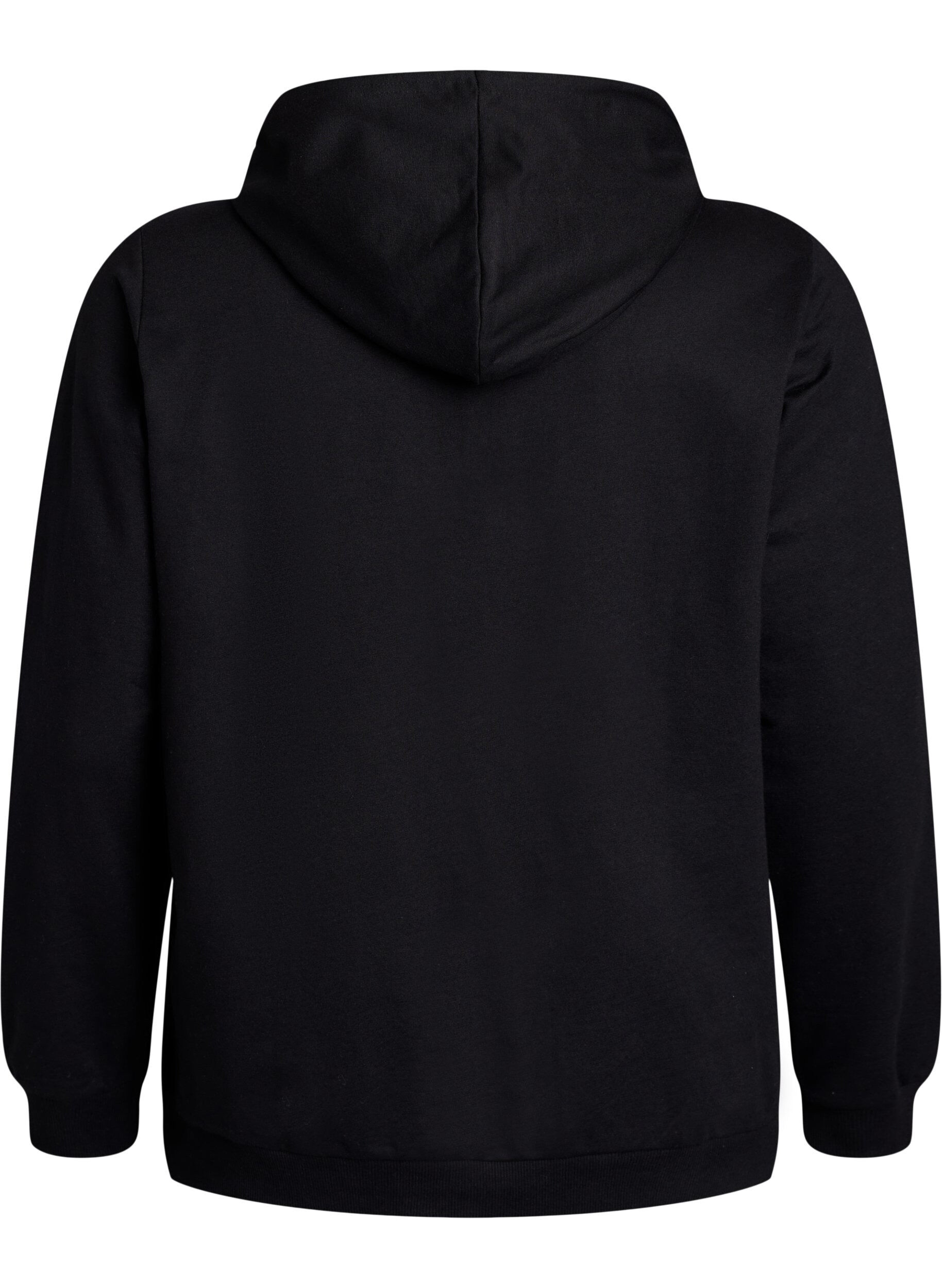ZizziSweater met capuchon en print, Zwart, Packshot image number 1