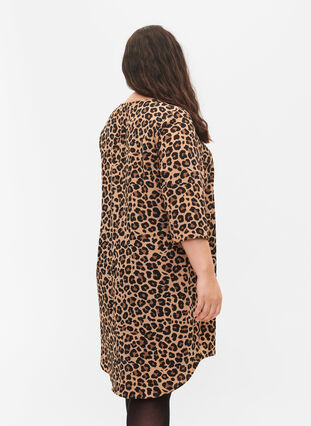 Bedrukte jurk met 3/4 mouwen, Leopard, Model image number 1