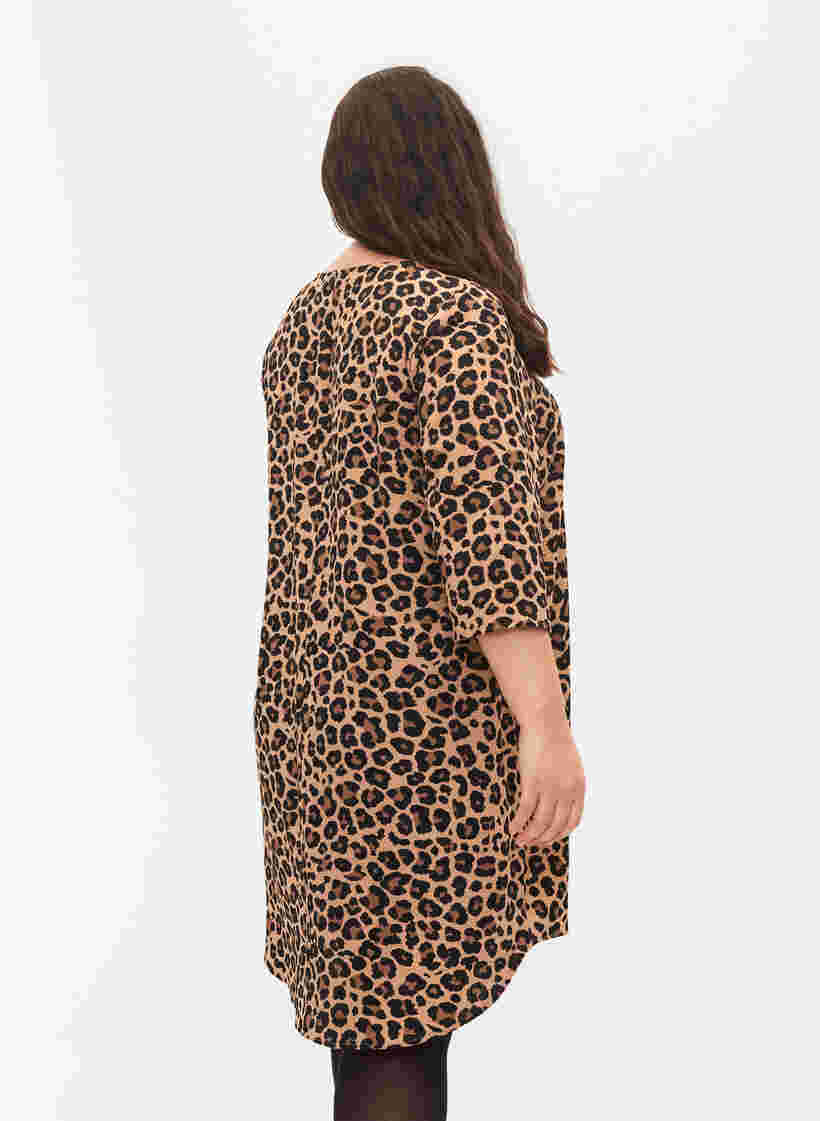 Bedrukte jurk met 3/4 mouwen, Leopard, Model image number 1