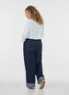 Wide fit jeans met brede omslag en contraststiksels, Blauw, Model image number 1