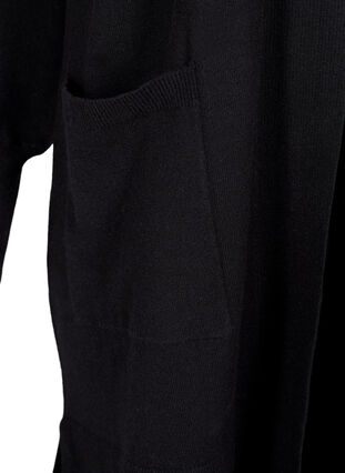 Lang gebreid vest met zakken, Black, Packshot image number 3