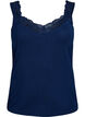 Viscose top met kanten rand, Blauw, Packshot image number 0