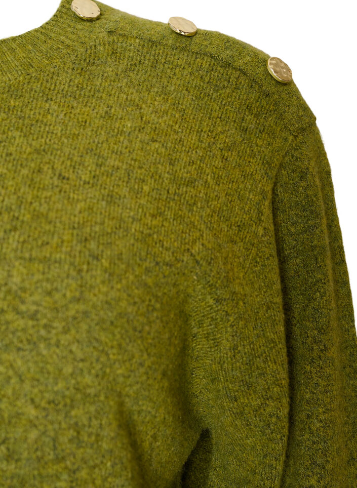 Breisel blouse met knoopdetail, Groen, Packshot image number 2