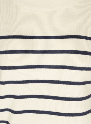 Gebreide top met strepen en ballonmouwen, Birch W/Navy stripes, Packshot image number 2