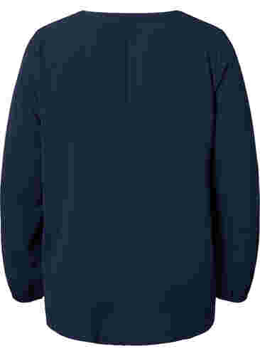 Effen blouse met v-hals, Navy Blazer, Packshot image number 1