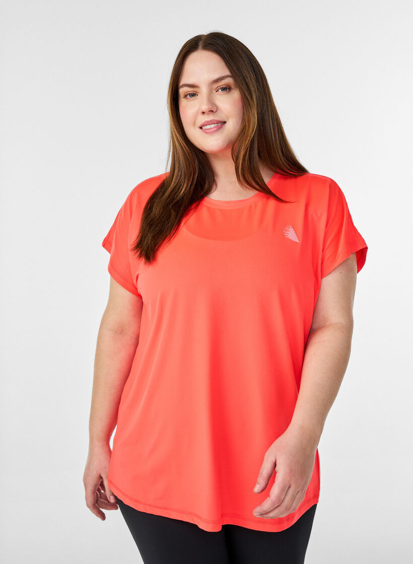 Effen gekleurd trainingsshirt, Oranje, Model image number 0