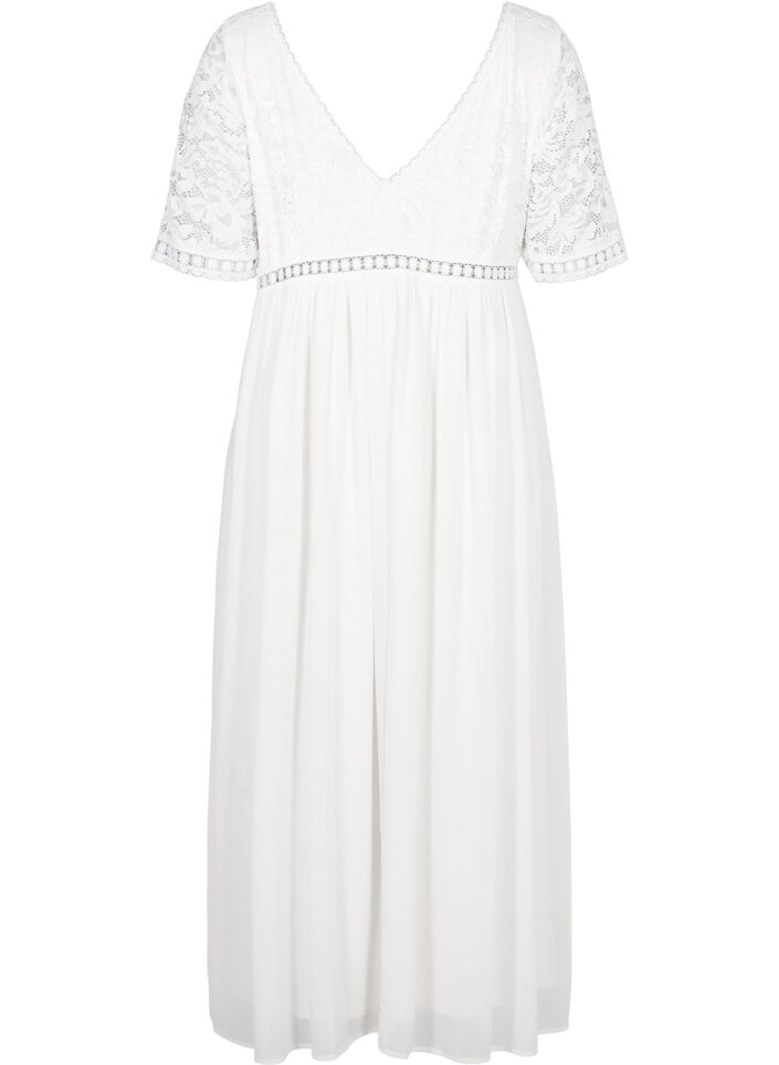 Maxi-jurk met rugdecolleté en korte mouwen, Bright White, Packshot image number 1