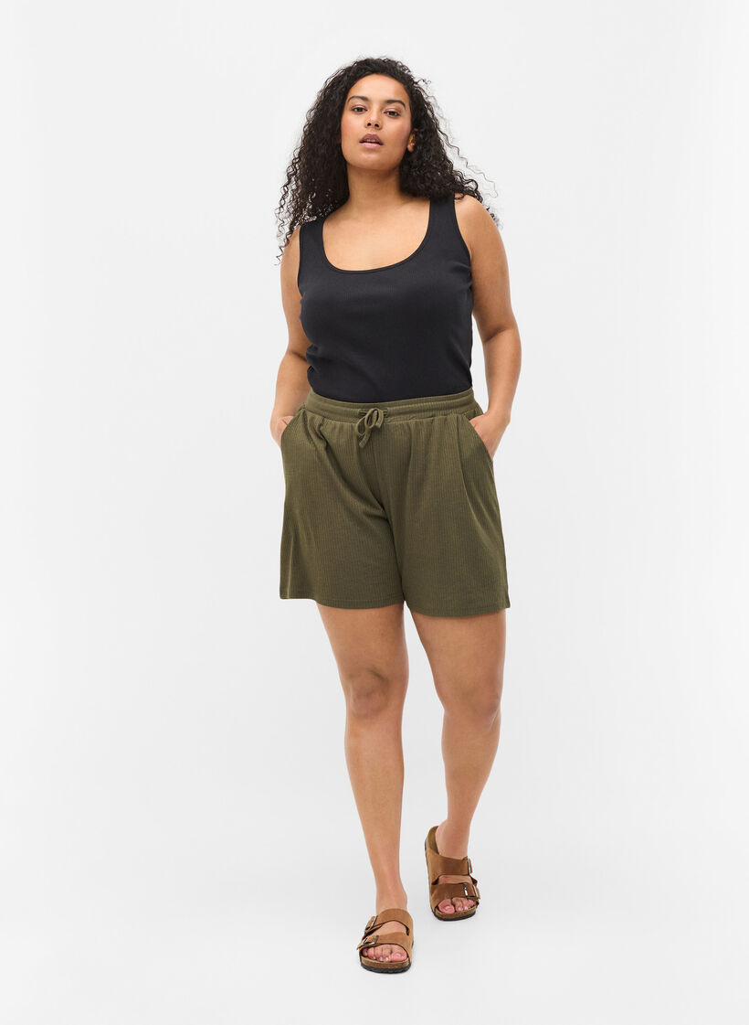 2-pack basic tanktops in rib, Black/Navy Blazer, Model image number 2