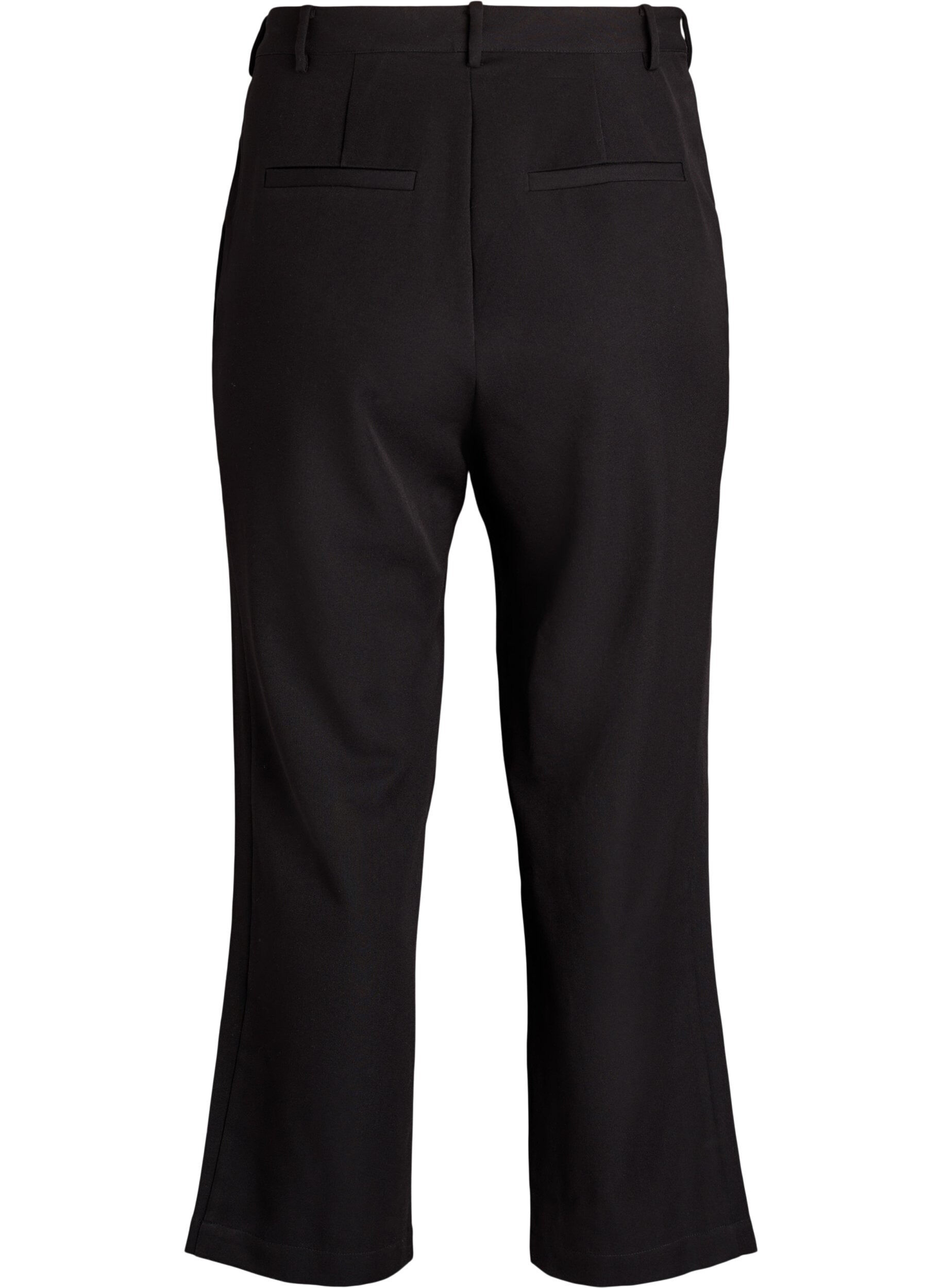 Zizzi Hoog getailleerde pantalon met rechte pijpen, Zwart, Packshot image number 1