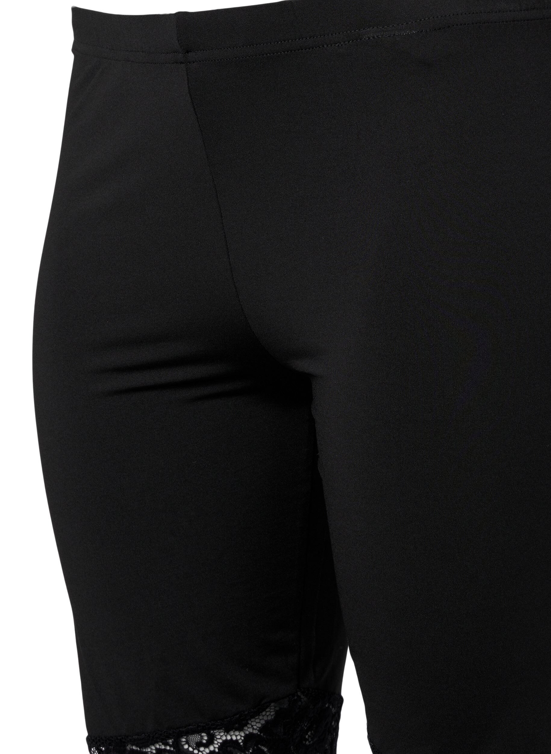 Zizzi 2-pack biker shorts met kanten randje, Black / Black, Packshot image number 3
