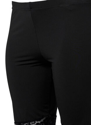 2-pack biker shorts met kanten randje, Black / Black, Packshot image number 3