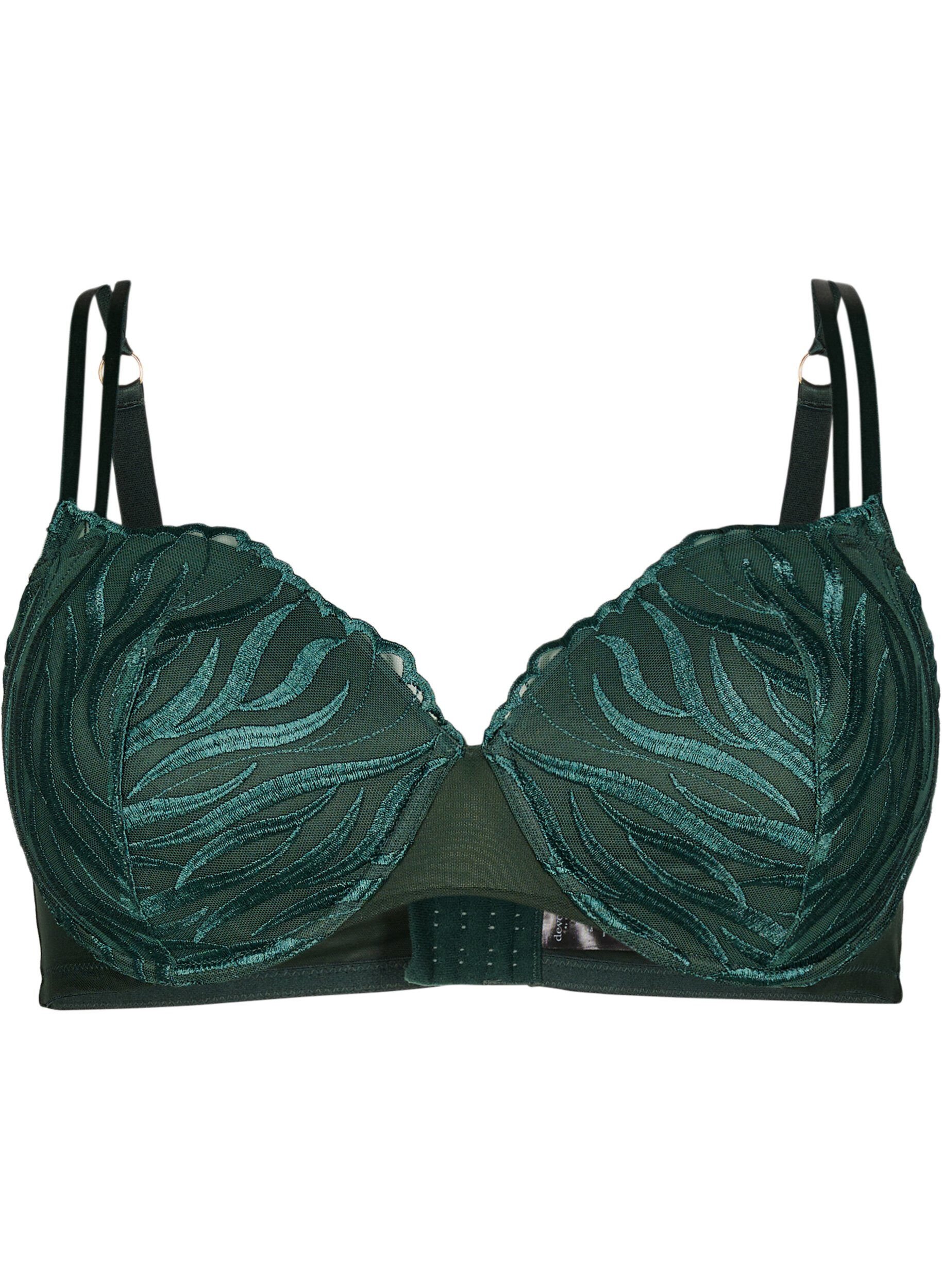 Zizzi Voorgevormde beha met borduursel, Groen, Packshot image number 0