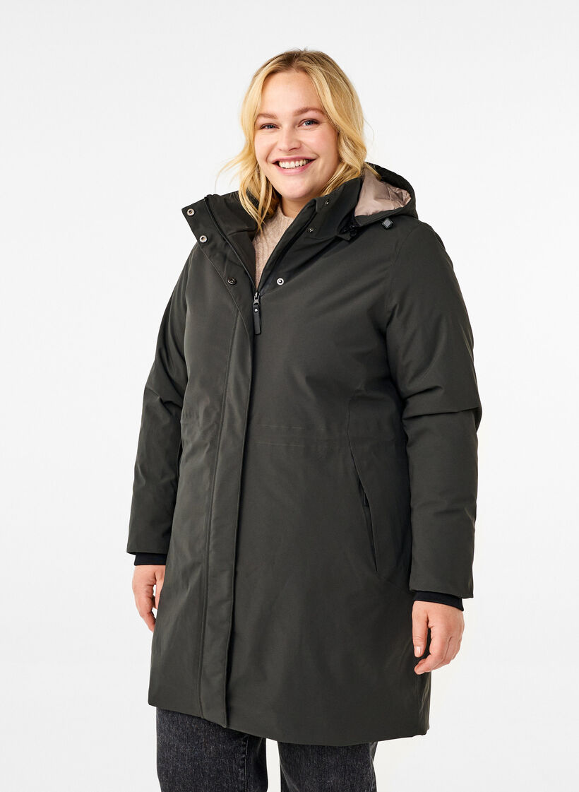 Functionele parka winterjas met een capuchon, Raven, Model image number 0