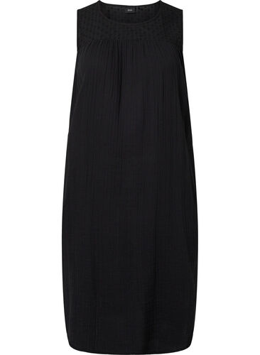 Mouwloze midi-jurk van katoen, Black, Packshot image number 0