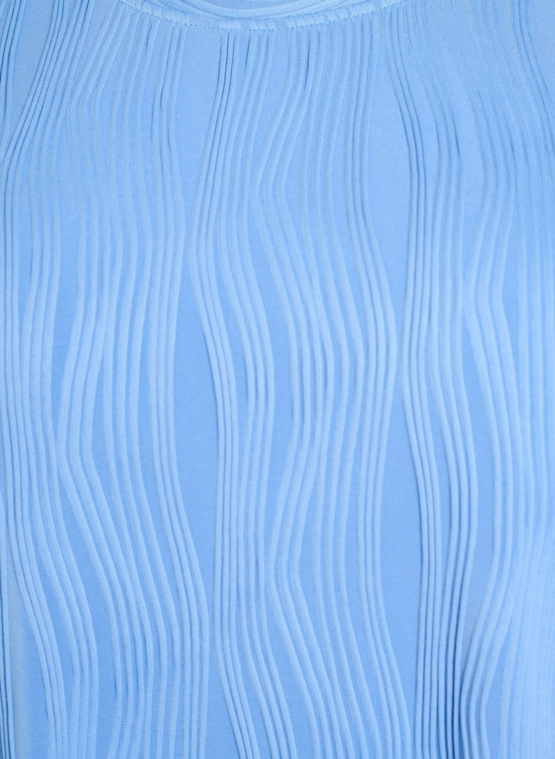 Zizzi Blouse met korte mouwen en een golvende textuur, Blauw, Packshot image number 2