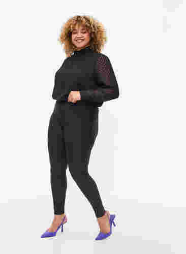 Glimmende legging met achterzakken 7/8 lengte, Black, Model image number 2