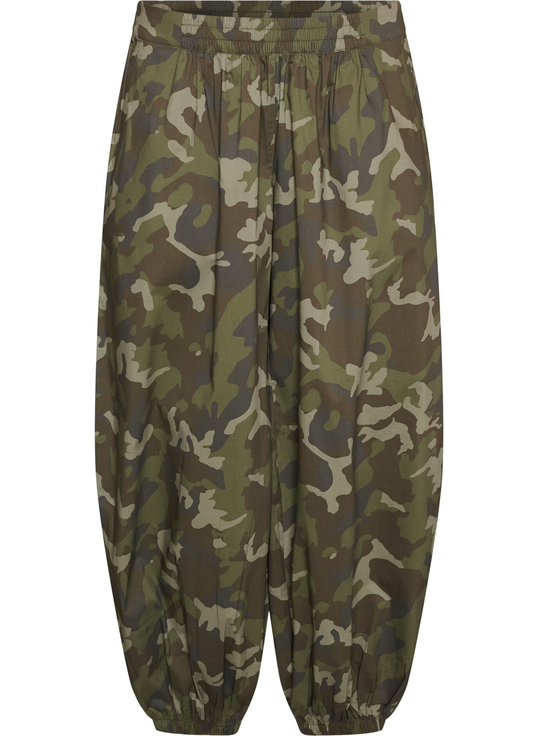 ZizziBalloonbroek met hoge taille en all-overpatroon, Groen, Packshot image number 0