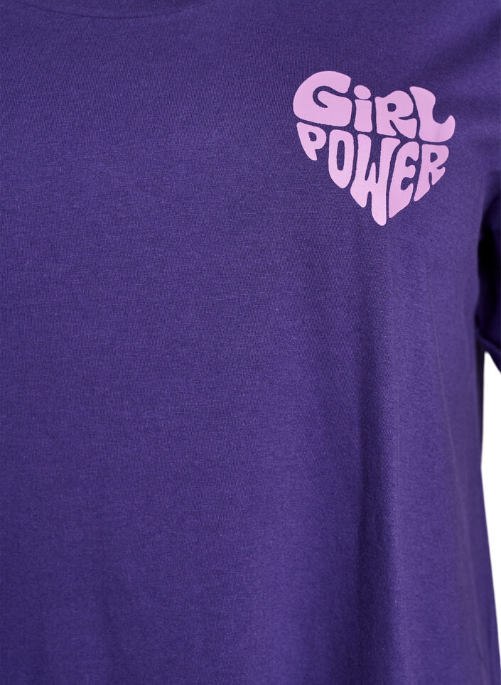 Nachtjapon met korte mouwen van biologisch katoen, Paars, Packshot image number 2