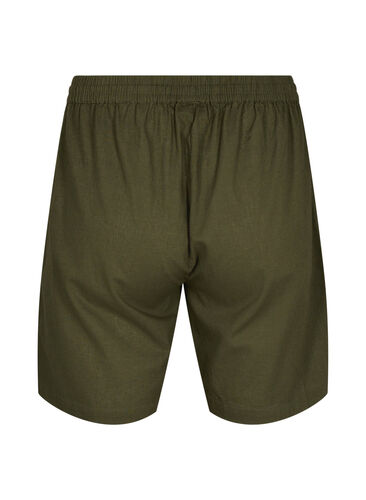 Losse shorts in katoenmix met linnen, Forest Night, Packshot image number 1
