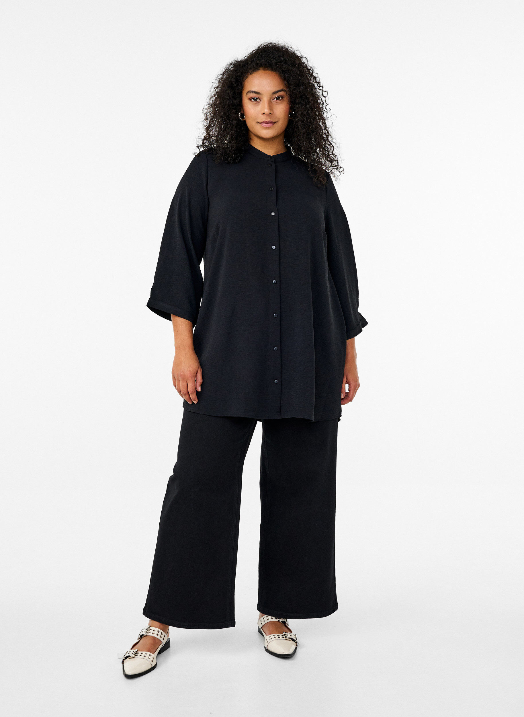 Zizzi FLASH - Tuniek met 3/4 mouwen, Zwart, Model image number 1