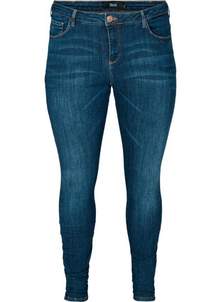 Super slim fit Amy jeans met hoge taille, Dark Blue, Packshot image number 0