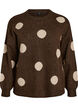 Gebreide blouse met een stippenpatroon, Bruin, Packshot image number 0